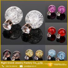 12mm Cracked Shattered Ball With Prong Setting Cubic Zircon Earring Studs